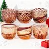 Handgefertigtes Edo-Kiriko Sake-Glas aus bernstein-rotem Kristall Edo Kiriko Handcrafted Red-Amber Crystal Sake Glass - 3