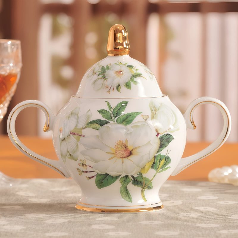 Vintage Camellia Bone China Tea Set - 15pc English Afternoon Tea Set - 5