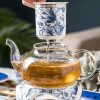 Blau-Weißes Yucca-Blüten Bone China Teeservice mit Stövchen Blue White Yucca Flower Bone China Tea Set with Warmer - 2