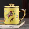 Peaches & Crane Porcelain Tea Mug with Infuser, Lid & Gold Trim - 6