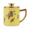 Peaches & Crane Porcelain Tea Mug with Infuser, Lid & Gold Trim - 9