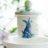 Tea-for-One-Set „Blue Rabbit“ aus Bone China & Glas mit Teesieb Blue Rabbit Floral Bone China & Glass Tea for One Set with Infuser - 6