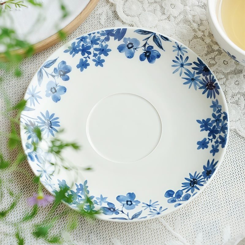 Tea-for-One-Set „Blue Rabbit“ aus Bone China & Glas mit Teesieb Blue Rabbit Floral Bone China & Glass Tea for One Set with Infuser - 7