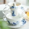 Tea-for-One-Set „Blue Rabbit“ aus Bone China & Glas mit Teesieb Blue Rabbit Floral Bone China & Glass Tea for One Set with Infuser - 2