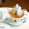 Tea-for-One-Set „Blue Rabbit“ aus Bone China & Glas mit Teesieb Blue Rabbit Floral Bone China & Glass Tea for One Set with Infuser - 8