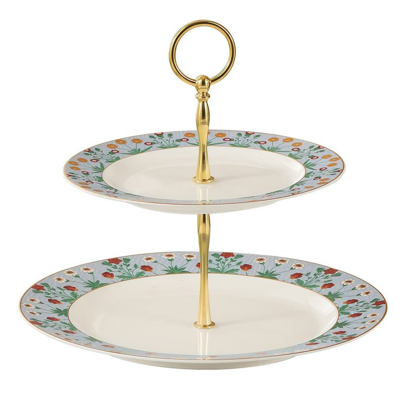 Florale Etagere aus Bone China Floral Bone China Cupcake Stand | Elegant Dessert Display - 6