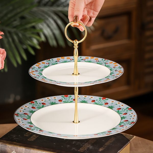 Florale Etagere aus Bone China Florale Etagere aus Bone China