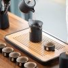 Gongfu-Teeset aus mattschwarzer Keramik mit Teetablett Pure Black Ceramic Kung Fu Tea Set with Tray | Authentic Gongfu Ceremony - 3