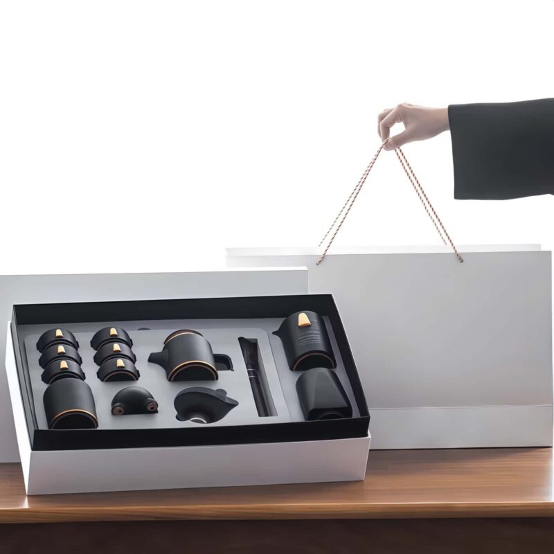 Gongfu-Teeset aus mattschwarzer Keramik mit Teetablett Pure Black Ceramic Kung Fu Tea Set with Tray | Authentic Gongfu Ceremony - 9