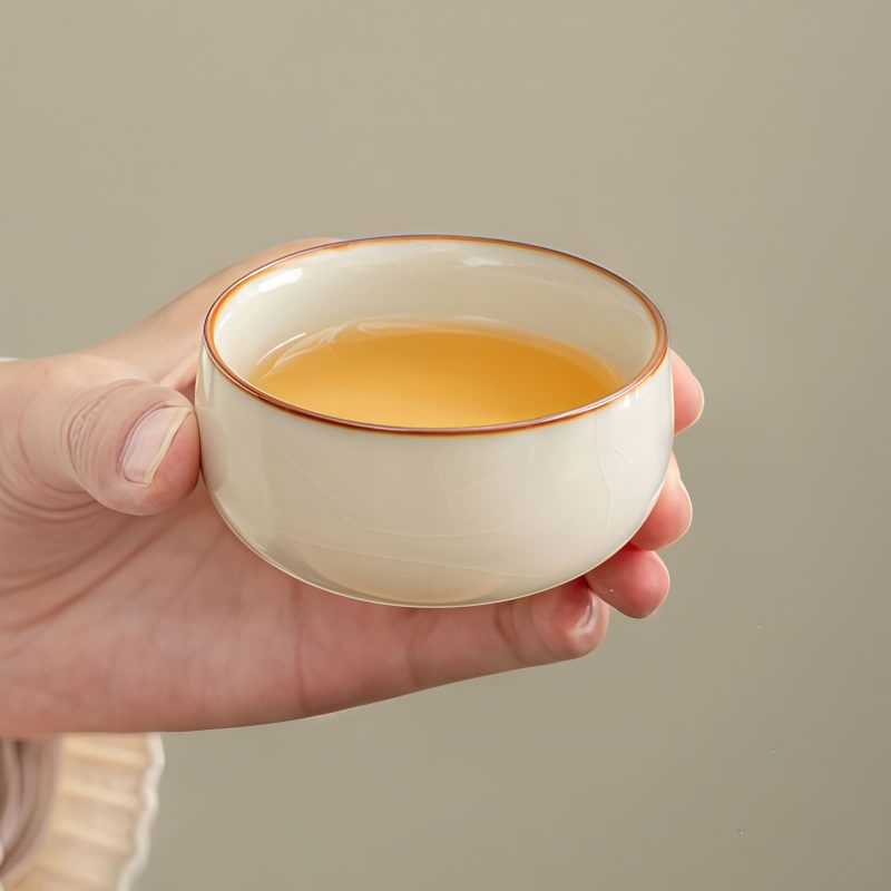 Beige Minimalist Ru Kiln Ceramic Gongfu Tea Set - 5