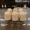 Modernes Porzellan-Teeservice mit goldenen Punkten und Hirsch-Halterung Gold Polka Dot Porcelain Tea Set with Deer Holder - Modern Luxury - 2