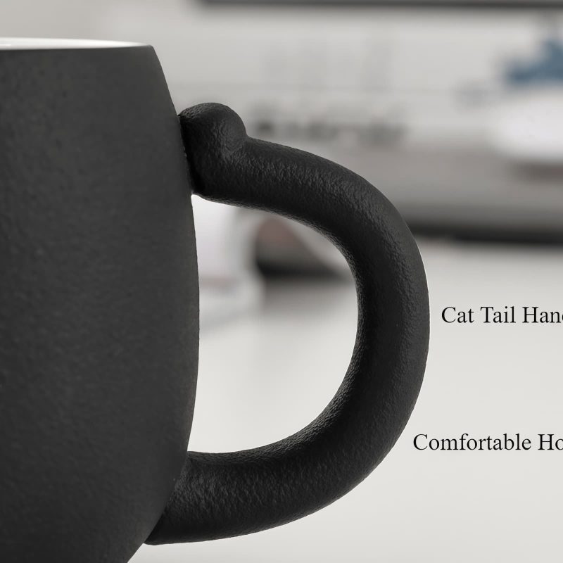 Keramik-Teetasse mit Katzenmotiv, Teesieb & Deckel Cat Face Ceramic Tea Mug with Infuser & Lid (12 oz) - 5