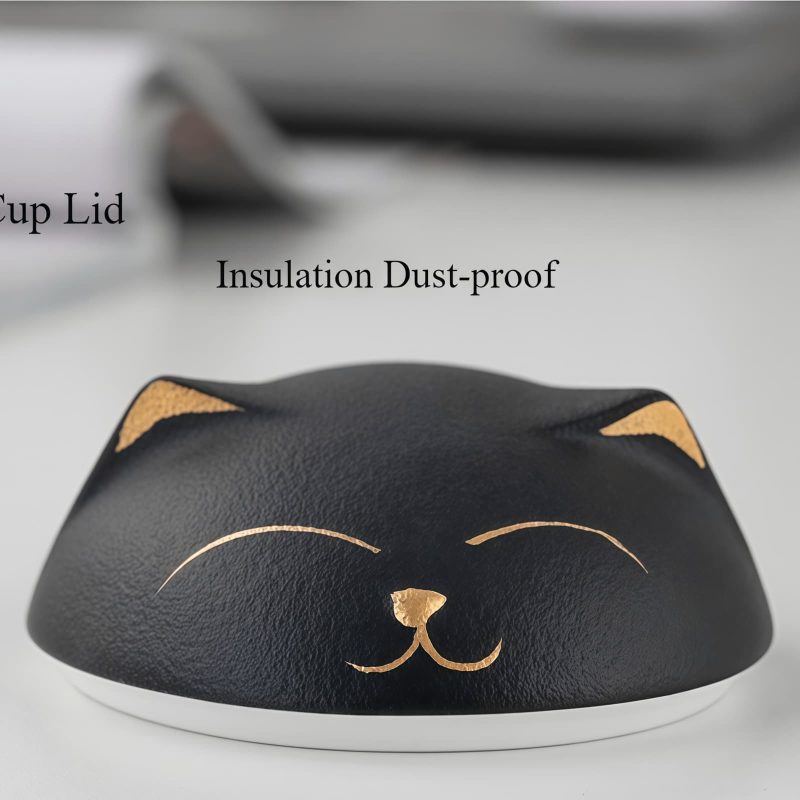 Keramik-Teetasse mit Katzenmotiv, Teesieb & Deckel Cat Face Ceramic Tea Mug with Infuser & Lid (12 oz) - 2
