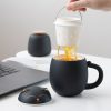 Keramik-Teetasse mit Katzenmotiv, Teesieb & Deckel Cat Face Ceramic Tea Mug with Infuser & Lid (12 oz) - 1
