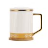 Teetasse aus Porzellan mit Sieb, Deckel & Goldrand – Glücksbringende Wolken Auspicious Clouds Porcelain Tea Mug with Infuser, Lid & Gold Trim | 15oz - 9