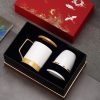 Teetasse aus Porzellan mit Sieb, Deckel & Goldrand – Glücksbringende Wolken Auspicious Clouds Porcelain Tea Mug with Infuser, Lid & Gold Trim | 15oz - 7