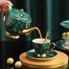Grünes Porzellan-Teeset im englischen Stil mit eleganter Kanne & Goldrand Luxury English Tea Set: Porcelain Teapot Set (Green) - 2