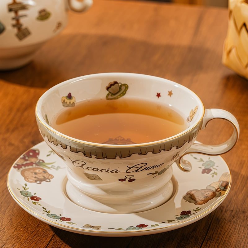 Tea-for-One-Set aus Porzellan mit Bären-Illustration Bear Illustration Porcelain Tea for One Set | Whimsical Teapot & Cup - 7