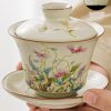 Kung-Fu-Teeservice aus Keramik mit Blumen- und Schmetterlingsdekor Floral Chinese Kung Fu Tea Set - Elegant Ceramic Tea Ceremony Service - 2