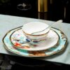 Blue Phoenix Bone China Dinnerware Set with Gold Rims - 9