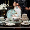 Blue Phoenix Bone China Dinnerware Set with Gold Rims - 15