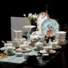 Blue Phoenix Bone China Dinnerware Set with Gold Rims - 14