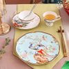 Blue Phoenix Bone China Dinnerware Set with Gold Rims - 10