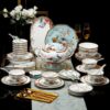 Blue Phoenix Bone China Dinnerware Set with Gold Rims - 13