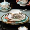 Blue Phoenix Bone China Dinnerware Set with Gold Rims - 12