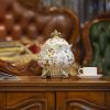Klassische Teedose aus Keramik mit Lotusblüten-Motiv | Europäischer Vintage-Stil European Vintage Lotus Flower Ceramic Airtight Tea Caddy - 4