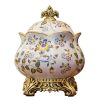 Klassische Teedose aus Keramik mit Lotusblüten-Motiv | Europäischer Vintage-Stil European Vintage Lotus Flower Ceramic Airtight Tea Caddy - 5