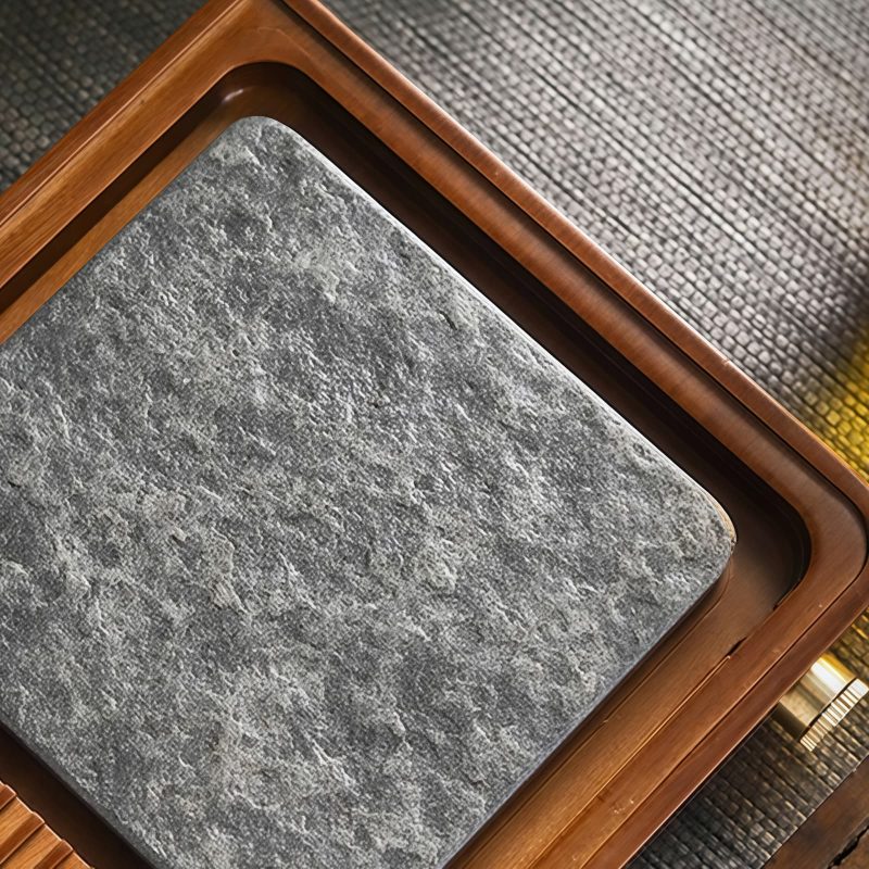 Hard Bamboo Wujin Stone Gongfu Tea Tray with Drainage System - 4
