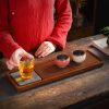 Hard Bamboo Wujin Stone Gongfu Tea Tray with Drainage System - 2