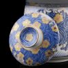 Keramik-Teebecher mit Sieb & Deckel – Goldene Pflaumenblüte & Wellen Gold Plum Waves Ceramic Tea Mug with Infuser & Lid - Elegant 12oz Steeping Cup - 3