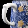 Keramik-Teebecher mit Sieb & Deckel – Goldene Pflaumenblüte & Wellen Gold Plum Waves Ceramic Tea Mug with Infuser & Lid - Elegant 12oz Steeping Cup - 6