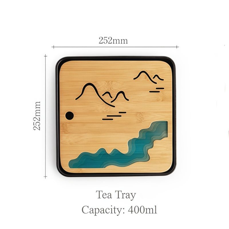 Chinesisches Keramik-Teeset „Berglandschaft“ mit integriertem Sieb & Tablett Mountain Landscape Ceramic Chinese Tea Set w/ Infuser & Tray - 2
