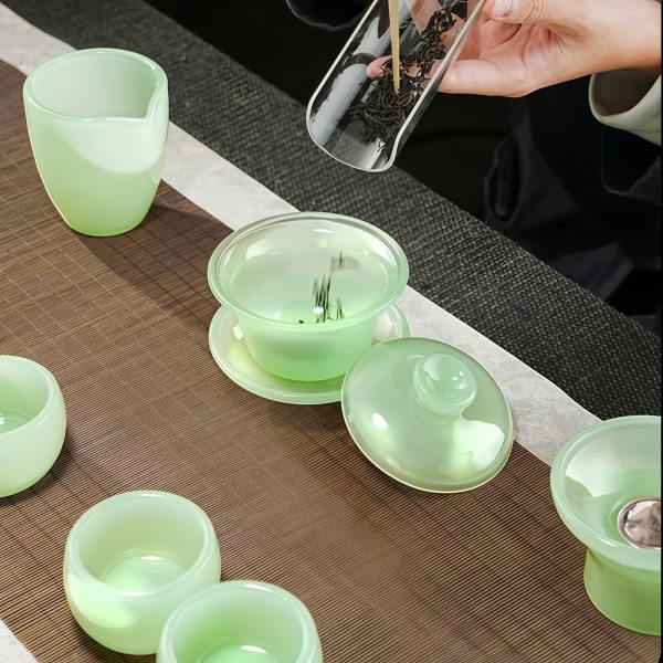 Farbenfrohes Gongfu-Teeservice aus Liuli-Glas
