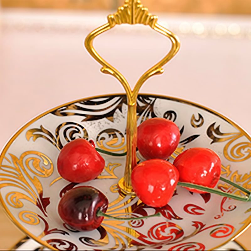 Porzellan-Etagere mit Schmetterlings- und Ruyi-Dekor European Floral Butterfly Porcelain Cake Stand | Tiered Dessert Server - 2