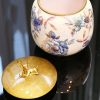 Peony Ceramic Tea Caddy with Gold Deer Lid & Airtight Seal - 3