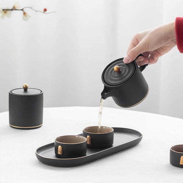 Portable Chinese Ceramic Gongfu Travel Tea Set - Luxury On-the-Go - 1
