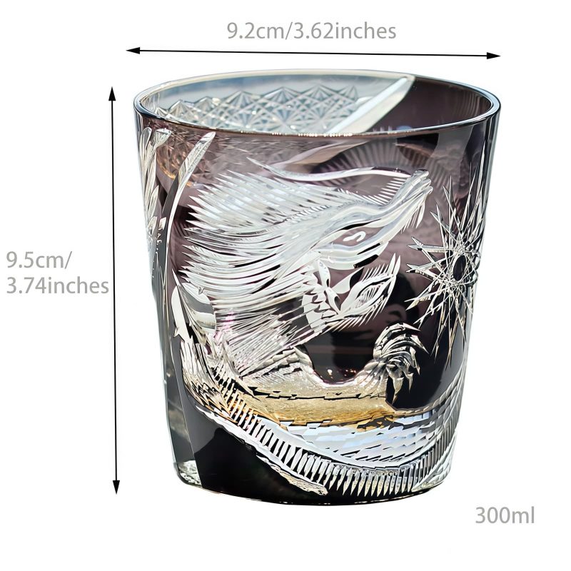 Handgefertigtes Edo-Kiriko-Whiskyglas mit Drachenmotiv und Holzkiste Edo Kiriko Dragon Motif Whisky Glass | Handcrafted Japanese Glass - 6
