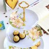 Etagere 3-stöckig aus Bone China mit Blumenmuster und Silbergestänge Flower Bone China 3-Tier Cake Stand with Silver Rods - 2