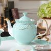Openwork Floral Bone China English Tea Set with Gold Rim - 1