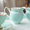 Openwork Floral Bone China English Tea Set with Gold Rim - 2