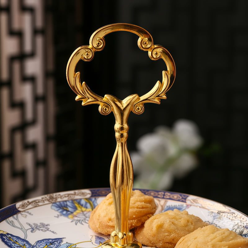 Blue Floral Bone China Cake Stand - Elegant Serving Tray - 2