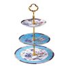Blue Floral Bone China Cake Stand - Elegant Serving Tray - 5