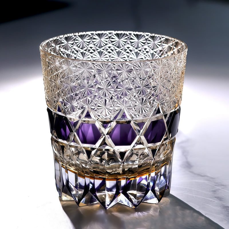 Handgefertigtes Edo-Kiriko-Whiskyglas aus Fluorit-Kristall mit Holzbox Edo Kiriko Fluorite Crystal Whisky Glass with Wooden Box | Handcrafted Japanese Crystalware - 7
