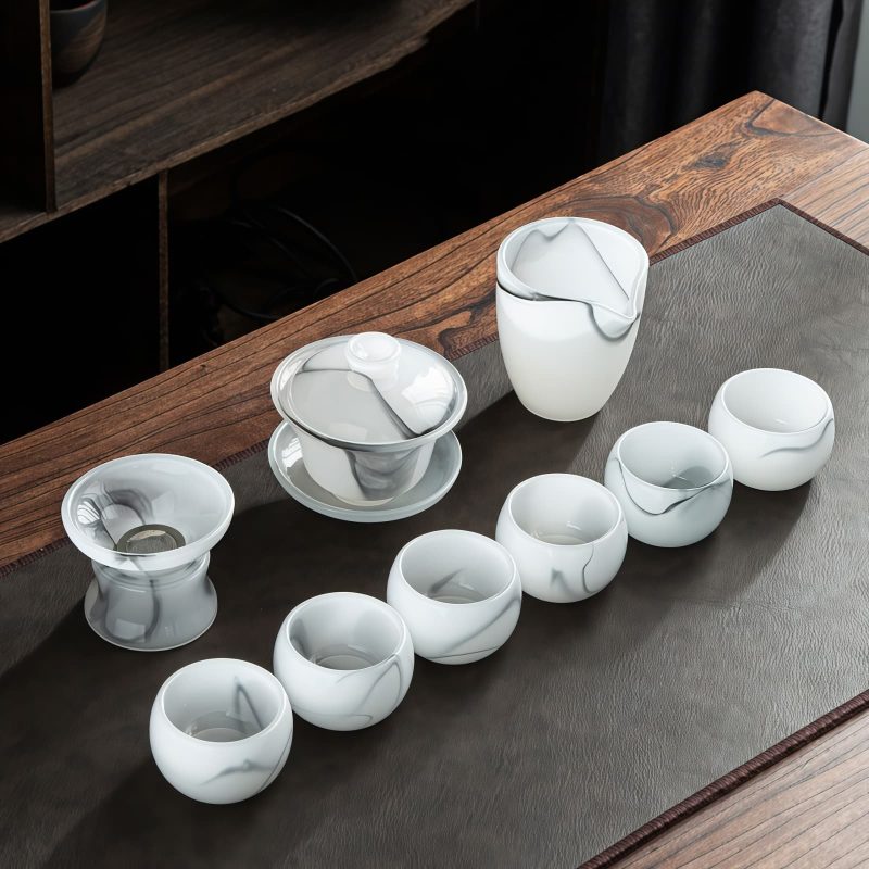 Transparent Liuli Glass Gaiwan Tea Set for Kung Fu Tea - 1