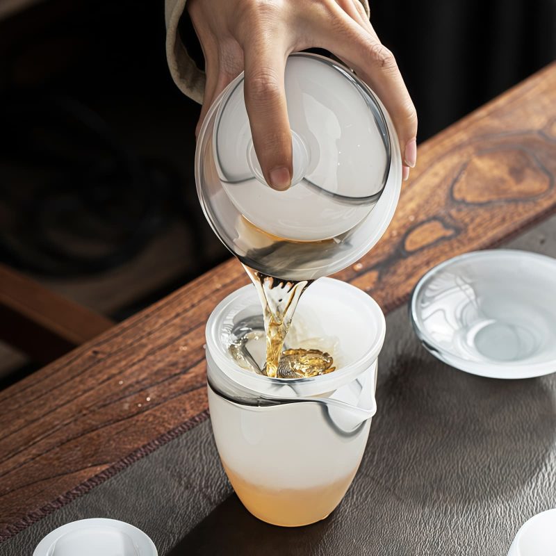 Transparent Liuli Glass Gaiwan Tea Set for Kung Fu Tea - 2