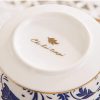 Englisches Teeservice aus Porzellan in Blau-Weiß mit Golddekor Blue & White Floral English Porcelain Tea Set with Gold Accents - 8